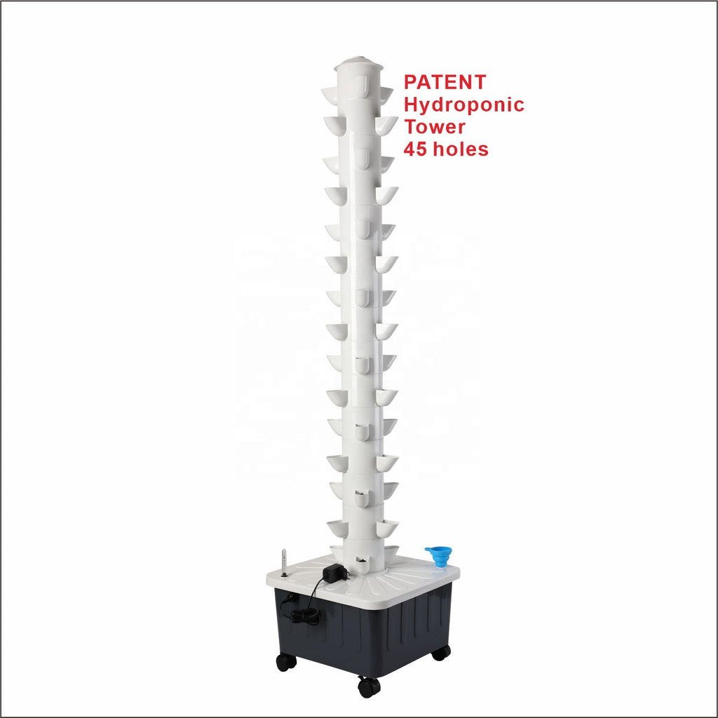 Mini Hydroponics Tower - 45 Holes Vertical Growing Systems Hydroponic Towers for Strawberry Tomato Lettuce Cabbage Vertical Tower Hydroponic Outdoor