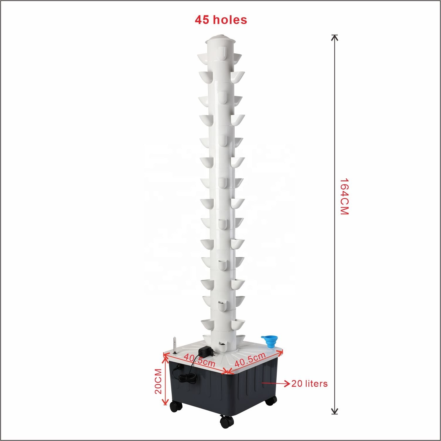 Mini Hydroponics Tower - 45 Holes Vertical Growing Systems Hydroponic Towers for Strawberry Tomato Lettuce Cabbage Vertical Tower Hydroponic Outdoor