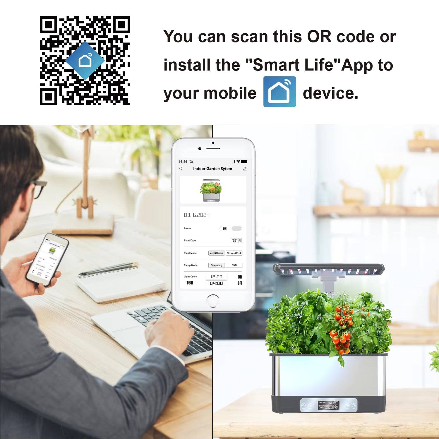 Wi-Fi Garden 2 - Smart Hydroponics Growing Systems Plant Seed Growing Smart Plant Growth System With Plant Growth Light